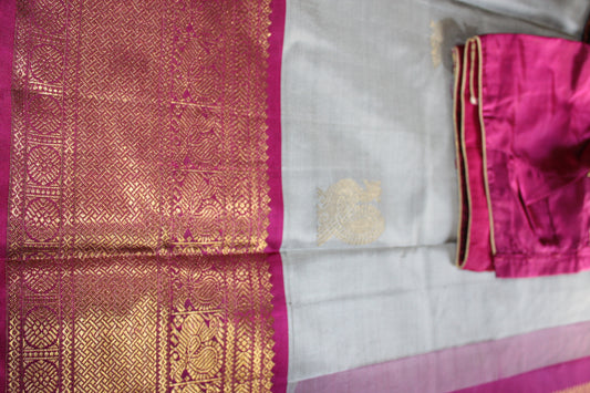 Pure Silk Grey colour Kanchivaram saree