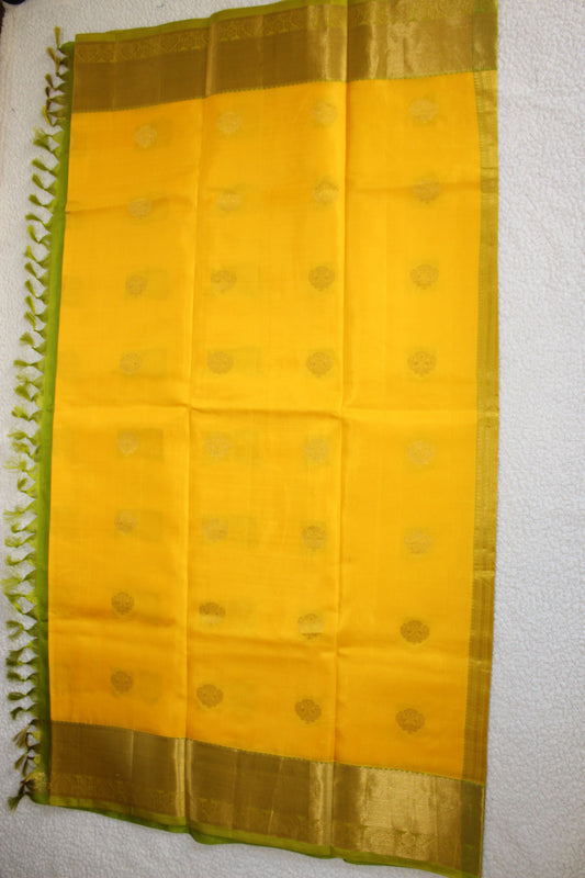 Yellow pure silk Kanjivaram saree